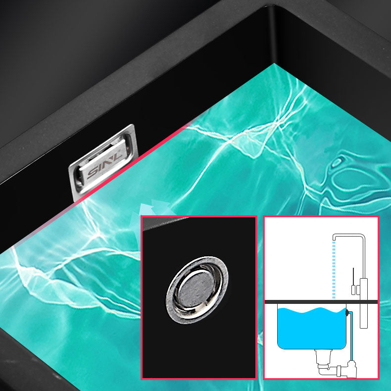 Modern Single Bowl Kitchen Sink Quartz Kitchen Sink with Basket Strainer Clearhalo 'Home Improvement' 'home_improvement' 'home_improvement_kitchen_sinks' 'Kitchen Remodel & Kitchen Fixtures' 'Kitchen Sinks & Faucet Components' 'Kitchen Sinks' 'kitchen_sinks' 6696161