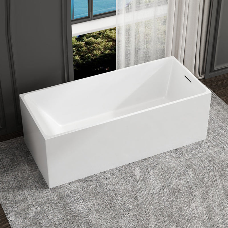 Modern Style Freestanding Bath Tub Stone Bathtub with Overflow Trim White Tub Clearhalo 'Bathroom Remodel & Bathroom Fixtures' 'Bathtubs' 'Home Improvement' 'home_improvement' 'home_improvement_bathtubs' 'Showers & Bathtubs' 6696967