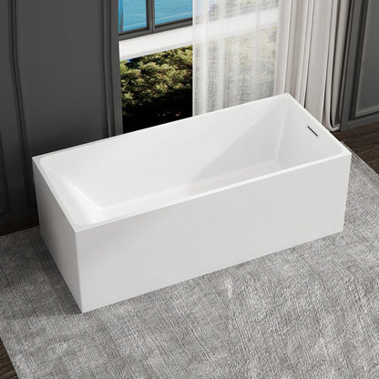 Modern Style Freestanding Bath Tub Stone Bathtub with Overflow Trim White Tub Clearhalo 'Bathroom Remodel & Bathroom Fixtures' 'Bathtubs' 'Home Improvement' 'home_improvement' 'home_improvement_bathtubs' 'Showers & Bathtubs' 6696967