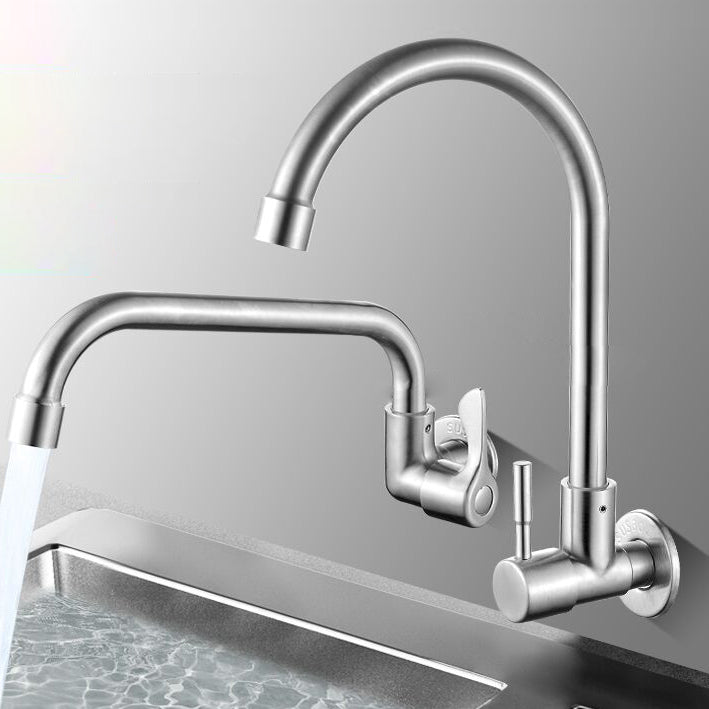 Modern Bridge Faucet 304 Stainless Steel Knob Handle Swivel Spout Wall Mounted Faucet Clearhalo 'Home Improvement' 'home_improvement' 'home_improvement_kitchen_faucets' 'Kitchen Faucets' 'Kitchen Remodel & Kitchen Fixtures' 'Kitchen Sinks & Faucet Components' 'kitchen_faucets' 6697558