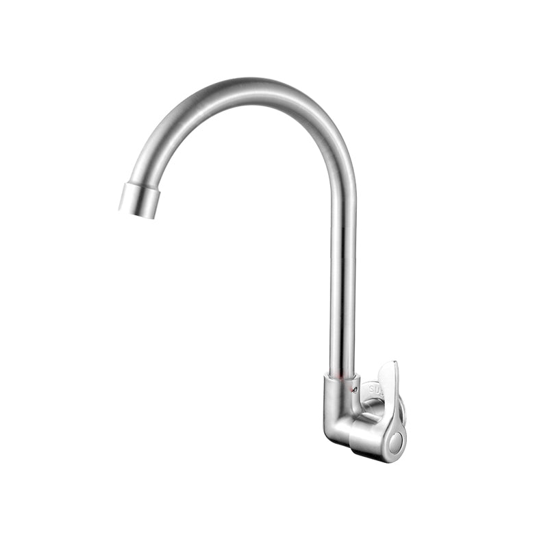 Modern Bridge Faucet 304 Stainless Steel Knob Handle Swivel Spout Wall Mounted Faucet Side Handles Gooseneck/High Arc Clearhalo 'Home Improvement' 'home_improvement' 'home_improvement_kitchen_faucets' 'Kitchen Faucets' 'Kitchen Remodel & Kitchen Fixtures' 'Kitchen Sinks & Faucet Components' 'kitchen_faucets' 6697559