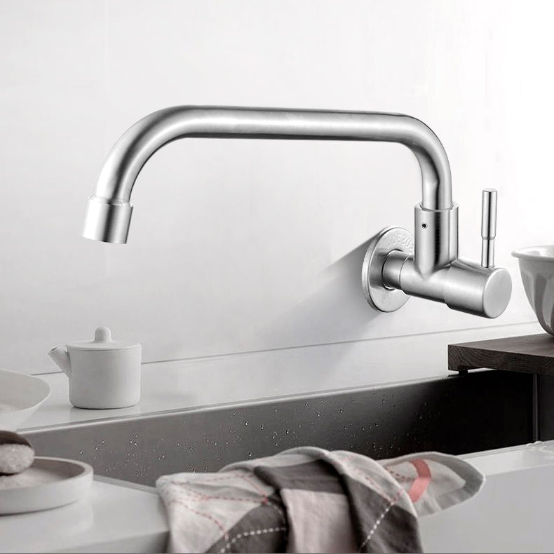 Modern Bridge Faucet 304 Stainless Steel Knob Handle Swivel Spout Wall Mounted Faucet Clearhalo 'Home Improvement' 'home_improvement' 'home_improvement_kitchen_faucets' 'Kitchen Faucets' 'Kitchen Remodel & Kitchen Fixtures' 'Kitchen Sinks & Faucet Components' 'kitchen_faucets' 6697566