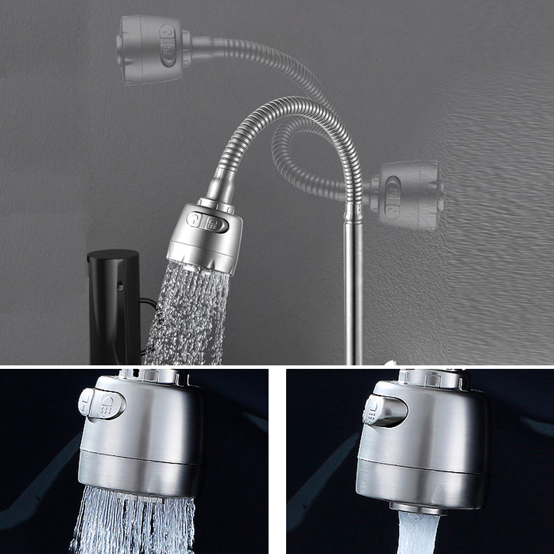 Modern Bridge Faucet 304 Stainless Steel Knob Handle Swivel Spout Wall Mounted Faucet Clearhalo 'Home Improvement' 'home_improvement' 'home_improvement_kitchen_faucets' 'Kitchen Faucets' 'Kitchen Remodel & Kitchen Fixtures' 'Kitchen Sinks & Faucet Components' 'kitchen_faucets' 6697567