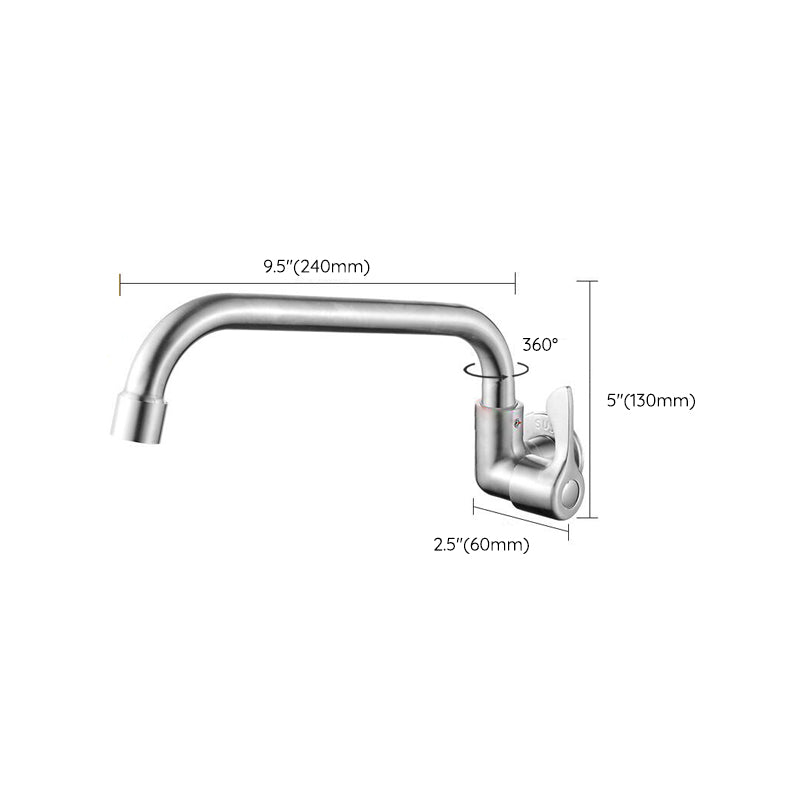 Modern Bridge Faucet 304 Stainless Steel Knob Handle Swivel Spout Wall Mounted Faucet Clearhalo 'Home Improvement' 'home_improvement' 'home_improvement_kitchen_faucets' 'Kitchen Faucets' 'Kitchen Remodel & Kitchen Fixtures' 'Kitchen Sinks & Faucet Components' 'kitchen_faucets' 6697572