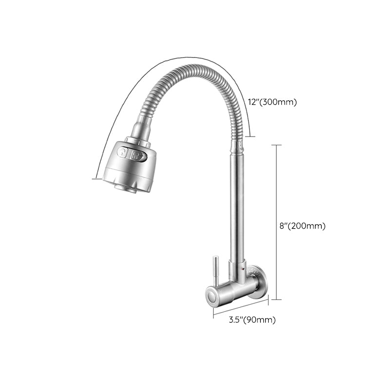 Modern Bridge Faucet 304 Stainless Steel Knob Handle Swivel Spout Wall Mounted Faucet Clearhalo 'Home Improvement' 'home_improvement' 'home_improvement_kitchen_faucets' 'Kitchen Faucets' 'Kitchen Remodel & Kitchen Fixtures' 'Kitchen Sinks & Faucet Components' 'kitchen_faucets' 6697574