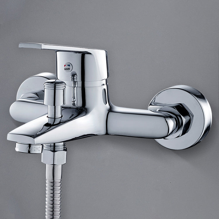 Contemporary Wall Mounted Bathroom Faucet Lever Handles 2 Hole Faucets Brass Faucet Clearhalo 'Bathroom Remodel & Bathroom Fixtures' 'Bathroom Sink Faucets' 'Bathroom Sinks & Faucet Components' 'bathroom_sink_faucets' 'Home Improvement' 'home_improvement' 'home_improvement_bathroom_sink_faucets' 6697601