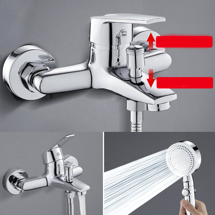Contemporary Wall Mounted Bathroom Faucet Lever Handles 2 Hole Faucets Brass Faucet Clearhalo 'Bathroom Remodel & Bathroom Fixtures' 'Bathroom Sink Faucets' 'Bathroom Sinks & Faucet Components' 'bathroom_sink_faucets' 'Home Improvement' 'home_improvement' 'home_improvement_bathroom_sink_faucets' 6697604