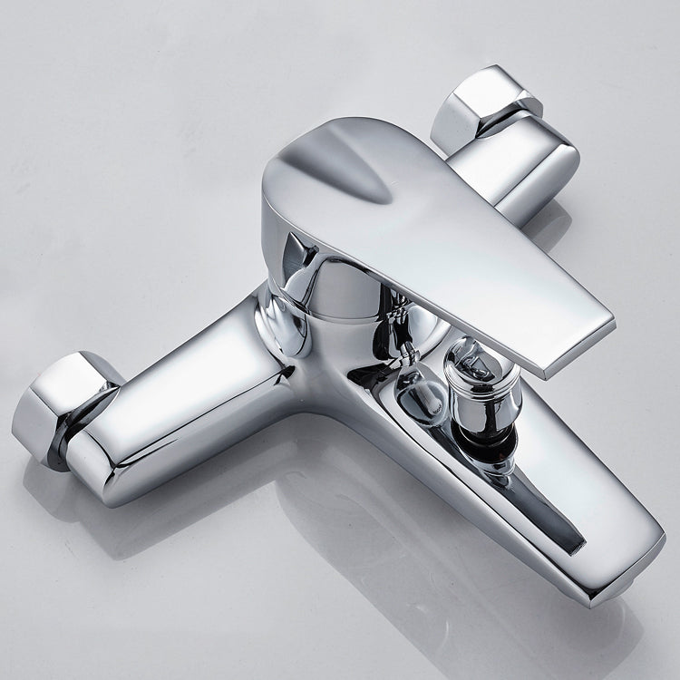 Contemporary Wall Mounted Bathroom Faucet Lever Handles 2 Hole Faucets Brass Faucet Clearhalo 'Bathroom Remodel & Bathroom Fixtures' 'Bathroom Sink Faucets' 'Bathroom Sinks & Faucet Components' 'bathroom_sink_faucets' 'Home Improvement' 'home_improvement' 'home_improvement_bathroom_sink_faucets' 6697606