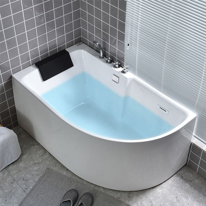 Modern Corner Acrylic Bathtub Back to Wall Bathtub with Drain and Massage Device Tub Only Tub with Silver 5-Piece Set Clearhalo 'Bathroom Remodel & Bathroom Fixtures' 'Bathtubs' 'Home Improvement' 'home_improvement' 'home_improvement_bathtubs' 'Showers & Bathtubs' 6708066