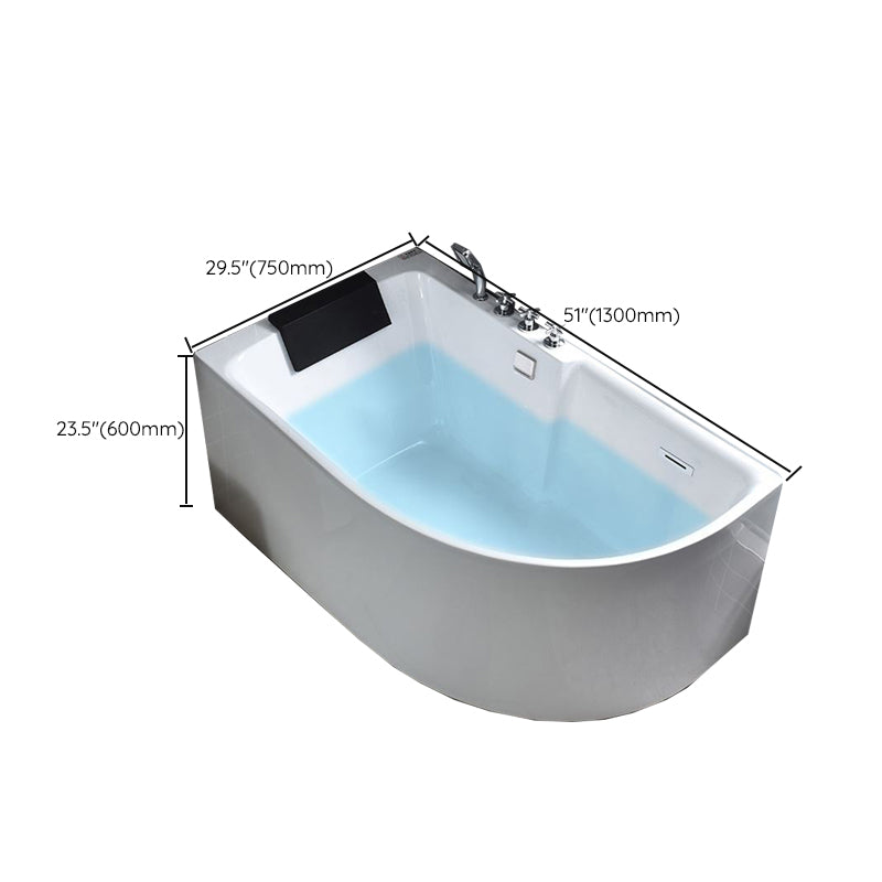 Modern Corner Acrylic Bathtub Back to Wall Bathtub with Drain and Massage Device Clearhalo 'Bathroom Remodel & Bathroom Fixtures' 'Bathtubs' 'Home Improvement' 'home_improvement' 'home_improvement_bathtubs' 'Showers & Bathtubs' 6708084
