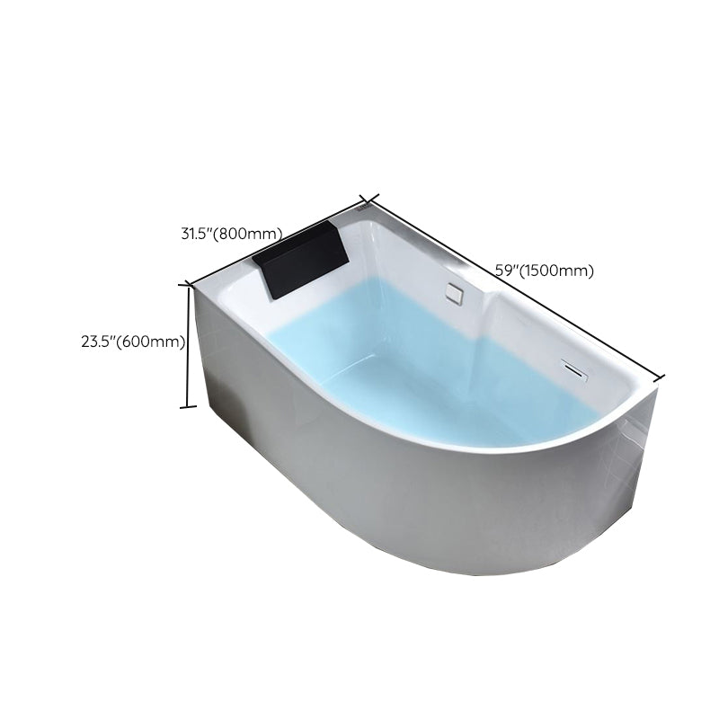Modern Corner Acrylic Bathtub Back to Wall Bathtub with Drain and Massage Device Clearhalo 'Bathroom Remodel & Bathroom Fixtures' 'Bathtubs' 'Home Improvement' 'home_improvement' 'home_improvement_bathtubs' 'Showers & Bathtubs' 6708087