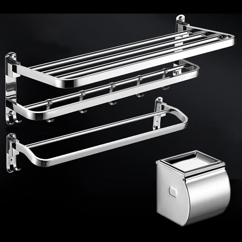 Modern Towel Bar Bathroom Set Bath Shelf Bathroom Accessories Hardware Set Stainless Steel 3-Piece Set (Double Rods) Clearhalo 'Bathroom Hardware Sets' 'Bathroom Hardware' 'Bathroom Remodel & Bathroom Fixtures' 'bathroom_hardware_sets' 'Home Improvement' 'home_improvement' 'home_improvement_bathroom_hardware_sets' 6708781