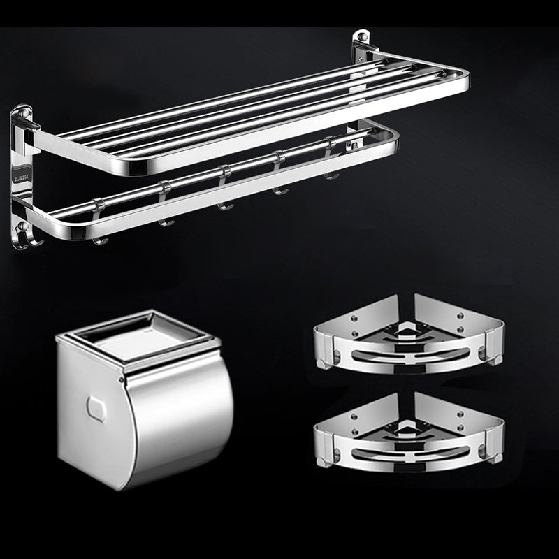 Modern Towel Bar Bathroom Set Bath Shelf Bathroom Accessories Hardware Set Stainless Steel 4-Piece Set (Toilet Paper Holder) Clearhalo 'Bathroom Hardware Sets' 'Bathroom Hardware' 'Bathroom Remodel & Bathroom Fixtures' 'bathroom_hardware_sets' 'Home Improvement' 'home_improvement' 'home_improvement_bathroom_hardware_sets' 6708789