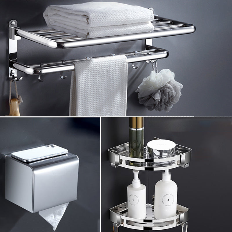 Modern Bathroom Accessory Set Bath Shelf Towel Bar Bathroom Hardware Stainless Steel 4-Piece Set (Toilet Paper Holder) Clearhalo 'Bathroom Hardware Sets' 'Bathroom Hardware' 'Bathroom Remodel & Bathroom Fixtures' 'bathroom_hardware_sets' 'Home Improvement' 'home_improvement' 'home_improvement_bathroom_hardware_sets' 6708828