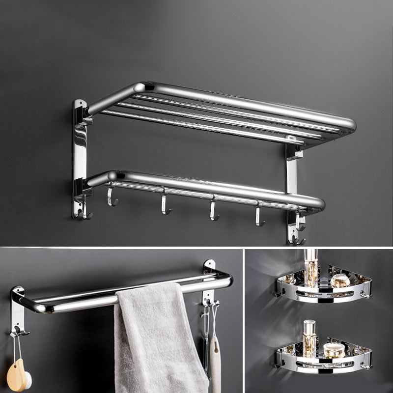 Modern Stainless Steel Towel Bar Bath Shelf Bathroom Accessory Set 4-Piece Set (31.5"L Tower Holders) Clearhalo 'Bathroom Hardware Sets' 'Bathroom Hardware' 'Bathroom Remodel & Bathroom Fixtures' 'bathroom_hardware_sets' 'Home Improvement' 'home_improvement' 'home_improvement_bathroom_hardware_sets' 6708867