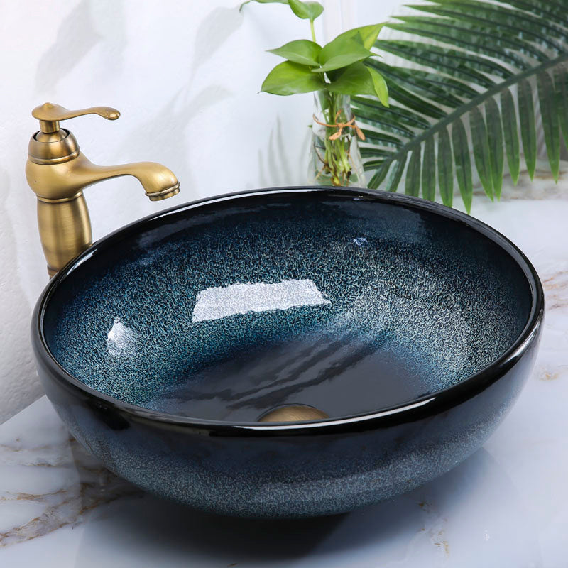 Traditional Vessel Bathroom Sink Specialty Vitreous China with Faucet Vessel Sink Clearhalo 'Bathroom Remodel & Bathroom Fixtures' 'Bathroom Sinks & Faucet Components' 'Bathroom Sinks' 'bathroom_sink' 'Home Improvement' 'home_improvement' 'home_improvement_bathroom_sink' 6712905