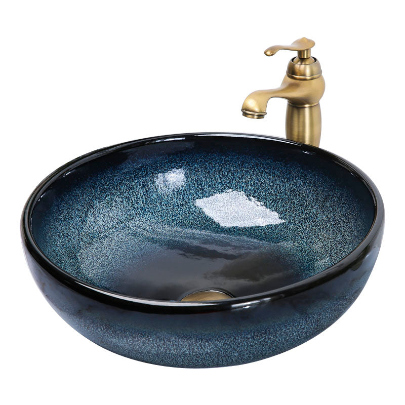 Traditional Vessel Bathroom Sink Specialty Vitreous China with Faucet Vessel Sink Clearhalo 'Bathroom Remodel & Bathroom Fixtures' 'Bathroom Sinks & Faucet Components' 'Bathroom Sinks' 'bathroom_sink' 'Home Improvement' 'home_improvement' 'home_improvement_bathroom_sink' 6712913
