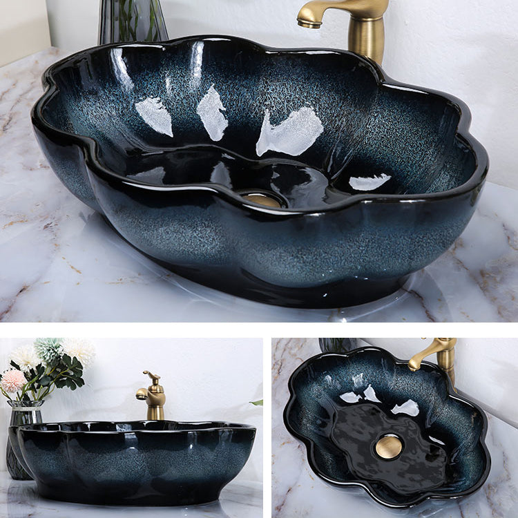 Traditional Vessel Bathroom Sink Specialty Vitreous China with Faucet Vessel Sink Clearhalo 'Bathroom Remodel & Bathroom Fixtures' 'Bathroom Sinks & Faucet Components' 'Bathroom Sinks' 'bathroom_sink' 'Home Improvement' 'home_improvement' 'home_improvement_bathroom_sink' 6712921