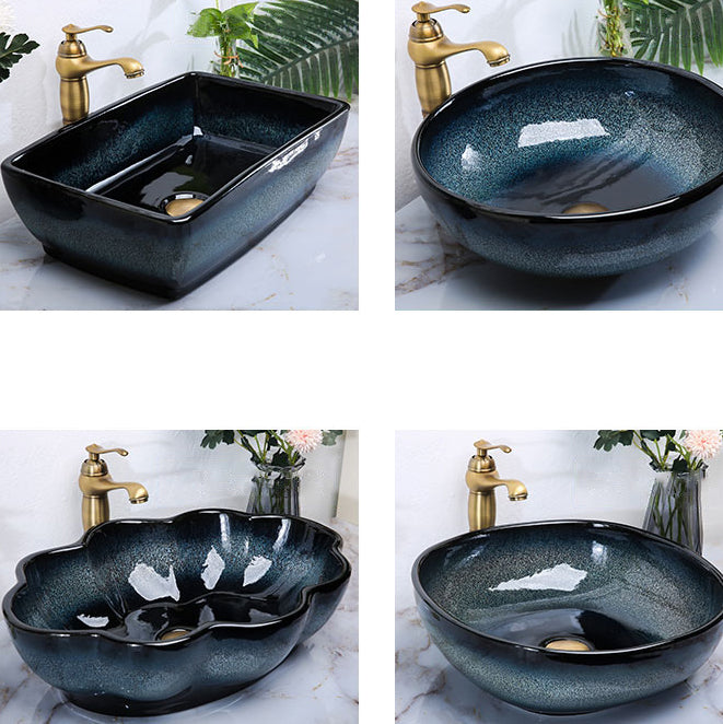 Traditional Vessel Bathroom Sink Specialty Vitreous China with Faucet Vessel Sink Clearhalo 'Bathroom Remodel & Bathroom Fixtures' 'Bathroom Sinks & Faucet Components' 'Bathroom Sinks' 'bathroom_sink' 'Home Improvement' 'home_improvement' 'home_improvement_bathroom_sink' 6712926
