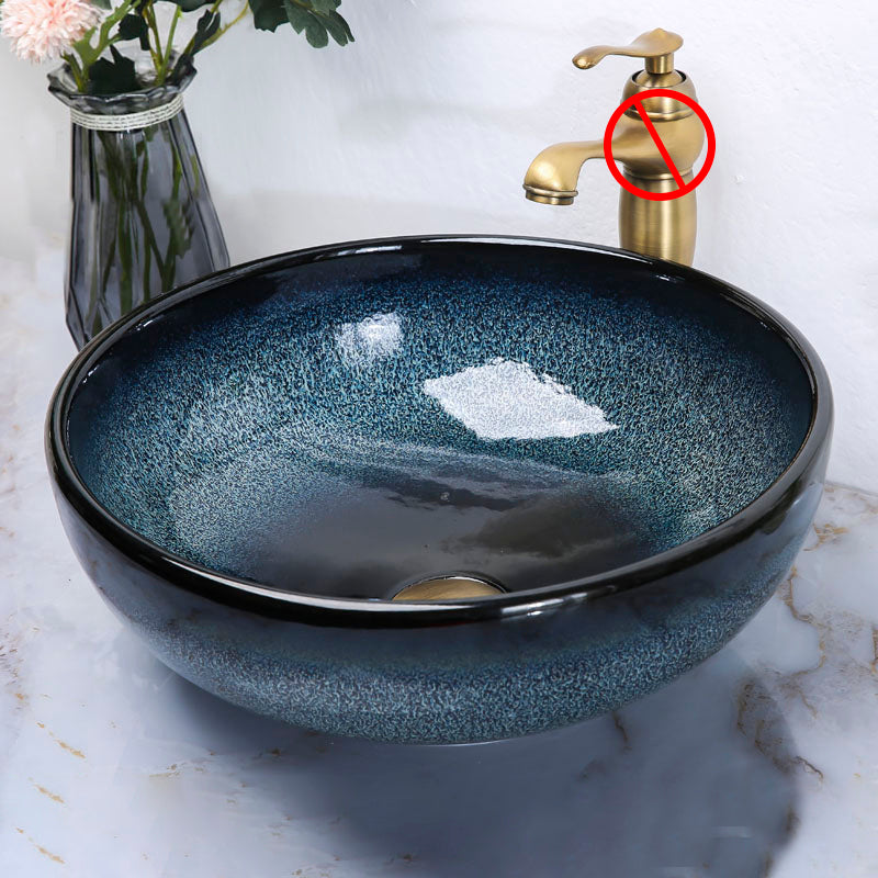 Traditional Vessel Bathroom Sink Specialty Vitreous China with Faucet Vessel Sink 12.6"L x 12.6"W x 5.5"H Sink Clearhalo 'Bathroom Remodel & Bathroom Fixtures' 'Bathroom Sinks & Faucet Components' 'Bathroom Sinks' 'bathroom_sink' 'Home Improvement' 'home_improvement' 'home_improvement_bathroom_sink' 6712927