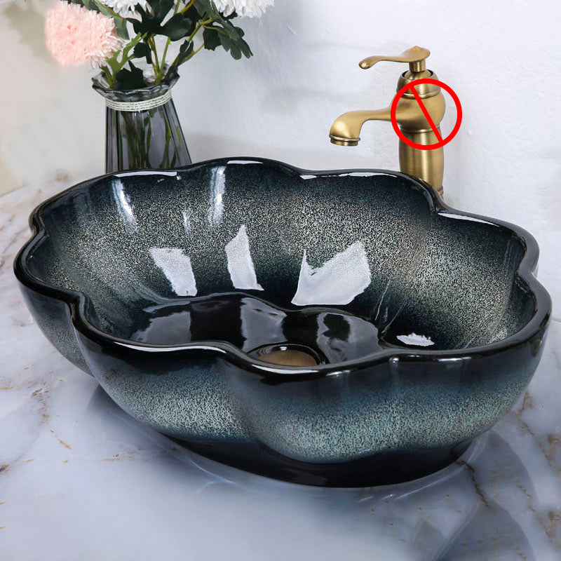 Traditional Vessel Bathroom Sink Specialty Vitreous China with Faucet Vessel Sink 23"L x 16"W x 6"H Sink Clearhalo 'Bathroom Remodel & Bathroom Fixtures' 'Bathroom Sinks & Faucet Components' 'Bathroom Sinks' 'bathroom_sink' 'Home Improvement' 'home_improvement' 'home_improvement_bathroom_sink' 6712931