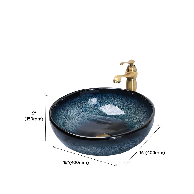 Traditional Vessel Bathroom Sink Specialty Vitreous China with Faucet Vessel Sink Clearhalo 'Bathroom Remodel & Bathroom Fixtures' 'Bathroom Sinks & Faucet Components' 'Bathroom Sinks' 'bathroom_sink' 'Home Improvement' 'home_improvement' 'home_improvement_bathroom_sink' 6712940