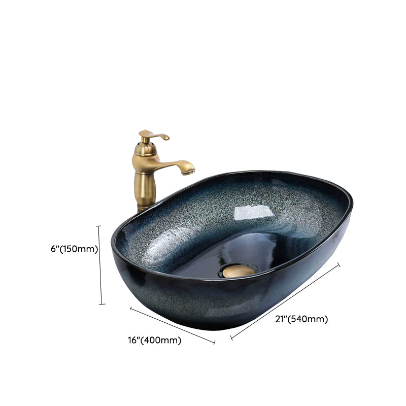 Traditional Vessel Bathroom Sink Specialty Vitreous China with Faucet Vessel Sink Clearhalo 'Bathroom Remodel & Bathroom Fixtures' 'Bathroom Sinks & Faucet Components' 'Bathroom Sinks' 'bathroom_sink' 'Home Improvement' 'home_improvement' 'home_improvement_bathroom_sink' 6712943