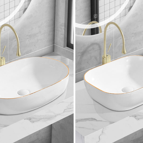 Modern Vessel Lavatory Sink Porcelain Oval Shut-Off Valve Included Vessel Clearhalo 'Bathroom Remodel & Bathroom Fixtures' 'Bathroom Sinks & Faucet Components' 'Bathroom Sinks' 'bathroom_sink' 'Home Improvement' 'home_improvement' 'home_improvement_bathroom_sink' 6712958