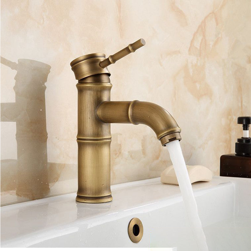 Farmhouse Brass Bathroom Faucet Lever Handle Faucet Single Hole Vessel Sink Faucet Bronze 8.2" Supply Lines Included Clearhalo 'Bathroom Remodel & Bathroom Fixtures' 'Bathroom Sink Faucets' 'Bathroom Sinks & Faucet Components' 'bathroom_sink_faucets' 'Home Improvement' 'home_improvement' 'home_improvement_bathroom_sink_faucets' 6713217