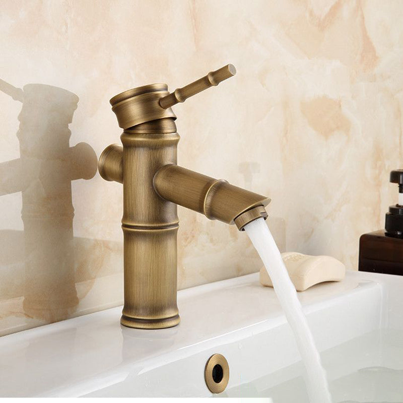 Farmhouse Brass Bathroom Faucet Lever Handle Faucet Single Hole Vessel Sink Faucet Clearhalo 'Bathroom Remodel & Bathroom Fixtures' 'Bathroom Sink Faucets' 'Bathroom Sinks & Faucet Components' 'bathroom_sink_faucets' 'Home Improvement' 'home_improvement' 'home_improvement_bathroom_sink_faucets' 6713223