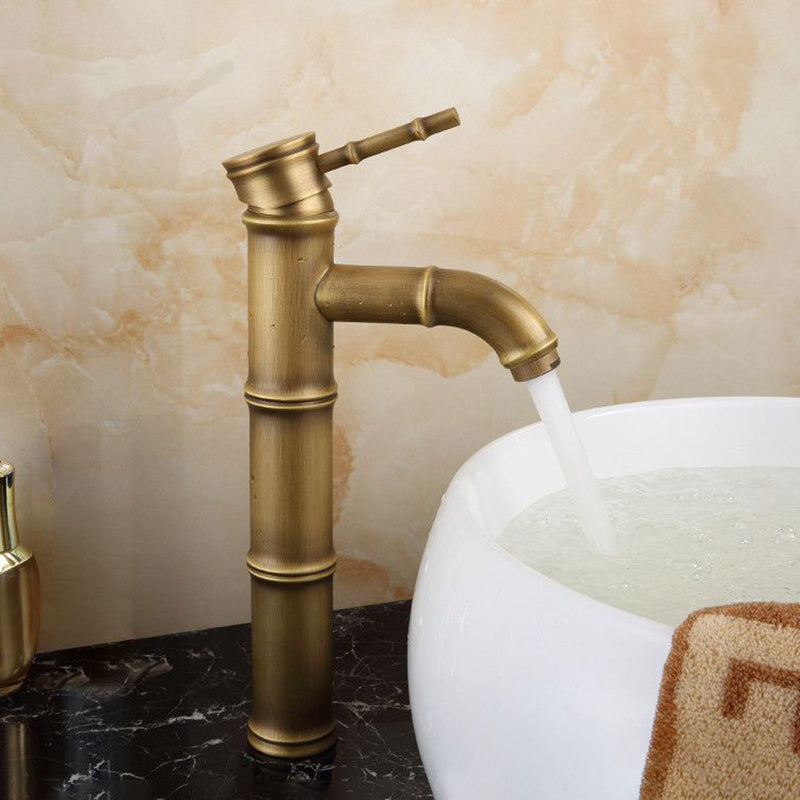 Farmhouse Brass Bathroom Faucet Lever Handle Faucet Single Hole Vessel Sink Faucet Bronze 12.1" Supply Lines Not Included Clearhalo 'Bathroom Remodel & Bathroom Fixtures' 'Bathroom Sink Faucets' 'Bathroom Sinks & Faucet Components' 'bathroom_sink_faucets' 'Home Improvement' 'home_improvement' 'home_improvement_bathroom_sink_faucets' 6713231