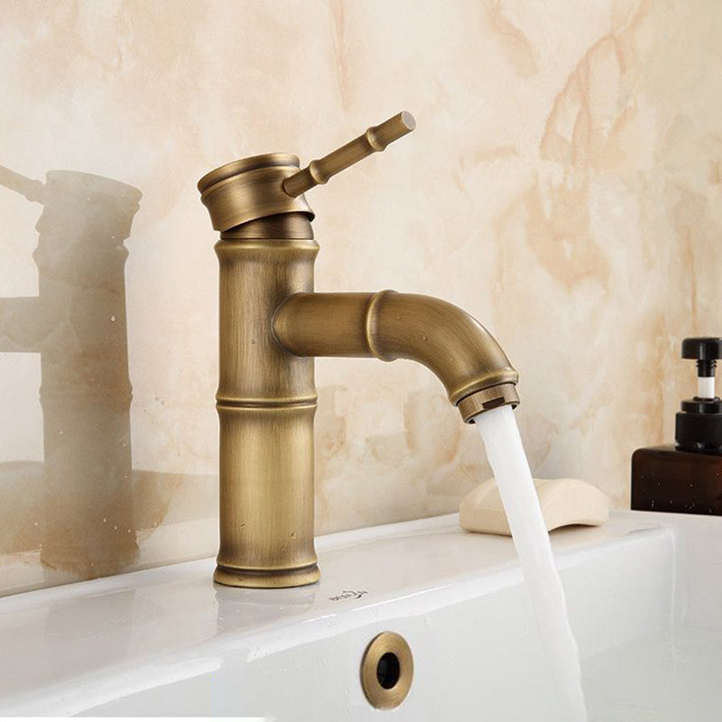 Farmhouse Brass Bathroom Faucet Lever Handle Faucet Single Hole Vessel Sink Faucet Clearhalo 'Bathroom Remodel & Bathroom Fixtures' 'Bathroom Sink Faucets' 'Bathroom Sinks & Faucet Components' 'bathroom_sink_faucets' 'Home Improvement' 'home_improvement' 'home_improvement_bathroom_sink_faucets' 6713232