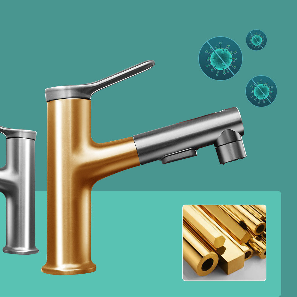 Modern Sink Faucet Solid Color Brass Centerset Lavatory Faucet for Bathroom Clearhalo 'Bathroom Remodel & Bathroom Fixtures' 'Bathroom Sink Faucets' 'Bathroom Sinks & Faucet Components' 'bathroom_sink_faucets' 'Home Improvement' 'home_improvement' 'home_improvement_bathroom_sink_faucets' 6713274
