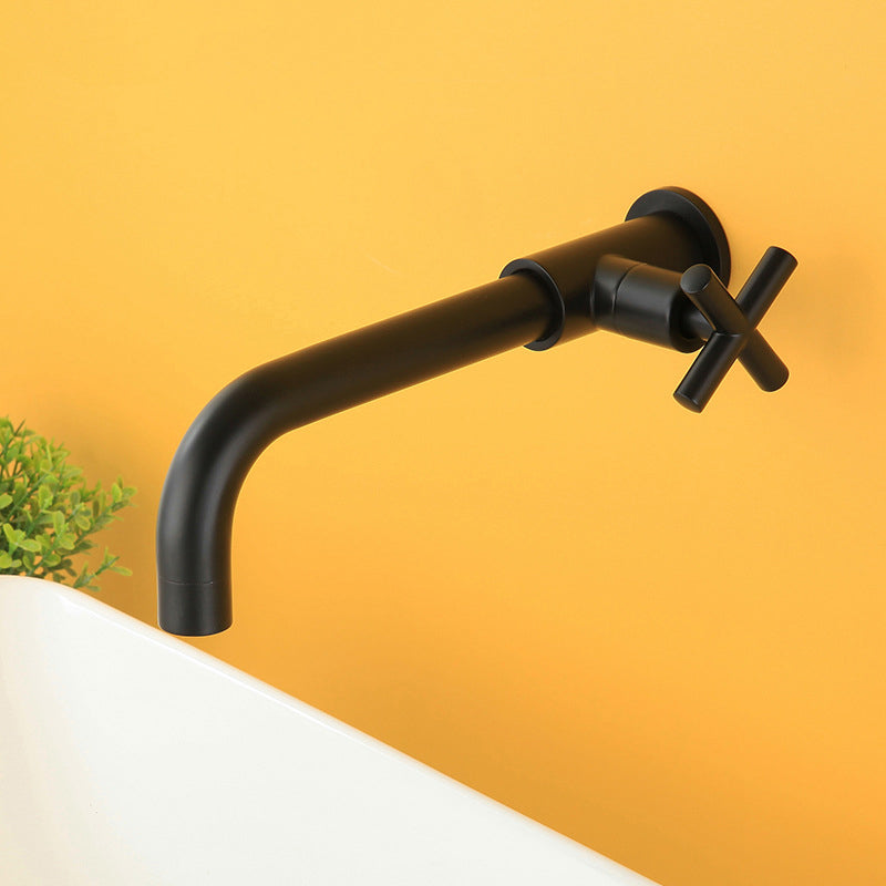 Wall Mounted Faucet Single Cross Handle Sink Faucet for Bathroom Clearhalo 'Bathroom Remodel & Bathroom Fixtures' 'Bathroom Sink Faucets' 'Bathroom Sinks & Faucet Components' 'bathroom_sink_faucets' 'Casa' 'Home Improvement' 'home_improvement' 'home_improvement_bathroom_sink_faucets' 6713322