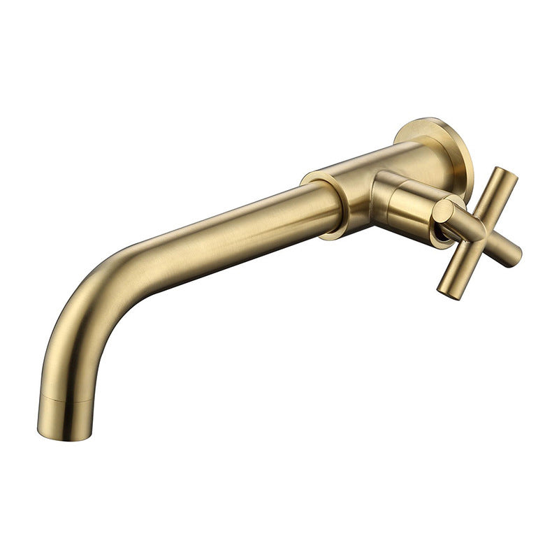 Wall Mounted Faucet Single Cross Handle Sink Faucet for Bathroom Clearhalo 'Bathroom Remodel & Bathroom Fixtures' 'Bathroom Sink Faucets' 'Bathroom Sinks & Faucet Components' 'bathroom_sink_faucets' 'Casa' 'Home Improvement' 'home_improvement' 'home_improvement_bathroom_sink_faucets' 6713329
