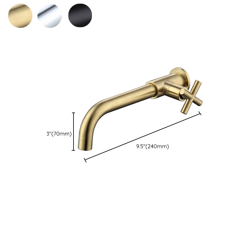 Wall Mounted Faucet Single Cross Handle Sink Faucet for Bathroom Clearhalo 'Bathroom Remodel & Bathroom Fixtures' 'Bathroom Sink Faucets' 'Bathroom Sinks & Faucet Components' 'bathroom_sink_faucets' 'Casa' 'Home Improvement' 'home_improvement' 'home_improvement_bathroom_sink_faucets' 6713337