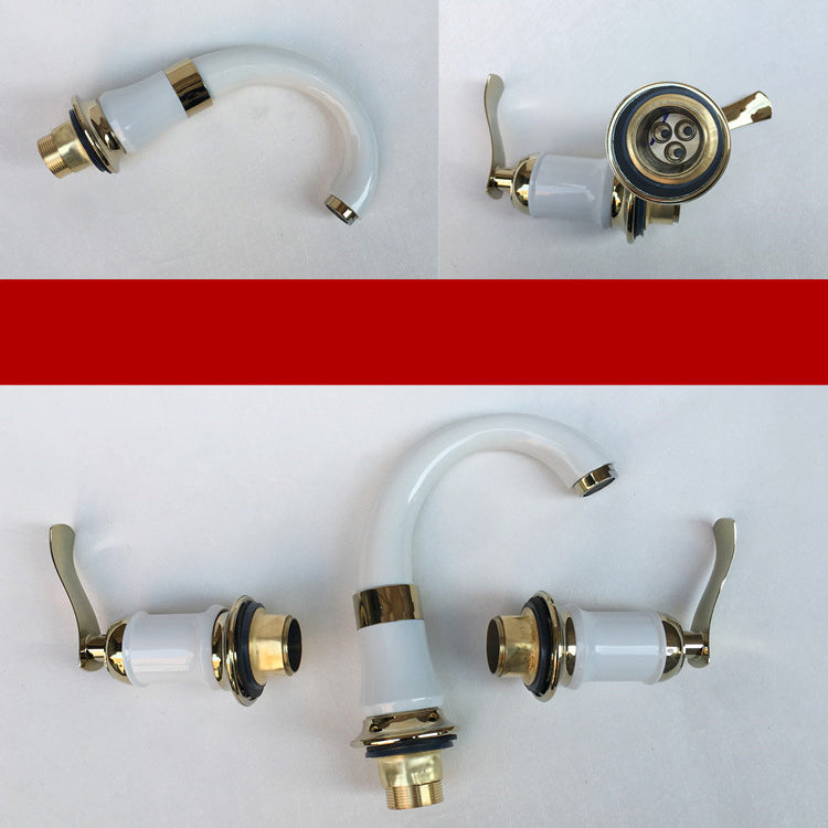 Glam Style Faucet Widespread Sink Faucet with 2 Handles and 3 Holes Clearhalo 'Bathroom Remodel & Bathroom Fixtures' 'Bathroom Sink Faucets' 'Bathroom Sinks & Faucet Components' 'bathroom_sink_faucets' 'Home Improvement' 'home_improvement' 'home_improvement_bathroom_sink_faucets' 6713384