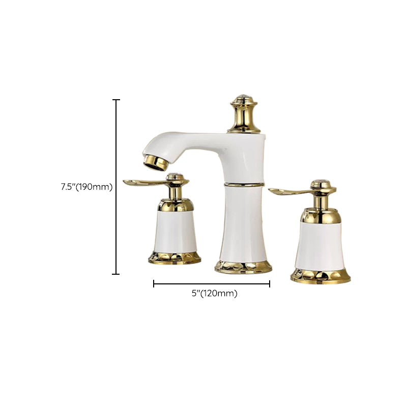 Glam Style Faucet Widespread Sink Faucet with 2 Handles and 3 Holes Clearhalo 'Bathroom Remodel & Bathroom Fixtures' 'Bathroom Sink Faucets' 'Bathroom Sinks & Faucet Components' 'bathroom_sink_faucets' 'Home Improvement' 'home_improvement' 'home_improvement_bathroom_sink_faucets' 6713387