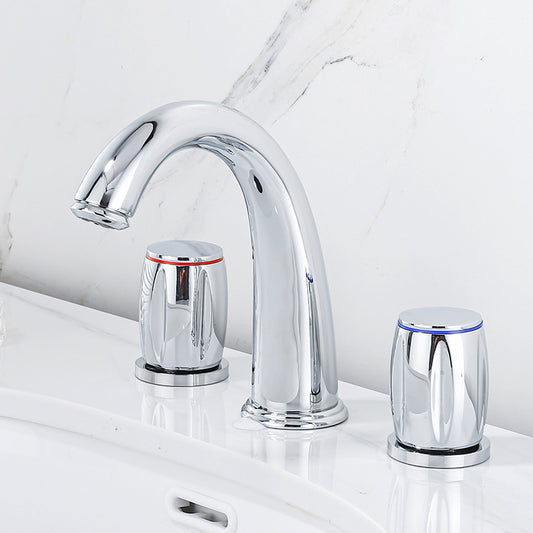 Widespread Bathroom Sink Faucet Double Handle Faucet with 3 Holes Clearhalo 'Bathroom Remodel & Bathroom Fixtures' 'Bathroom Sink Faucets' 'Bathroom Sinks & Faucet Components' 'bathroom_sink_faucets' 'Home Improvement' 'home_improvement' 'home_improvement_bathroom_sink_faucets' 6713398