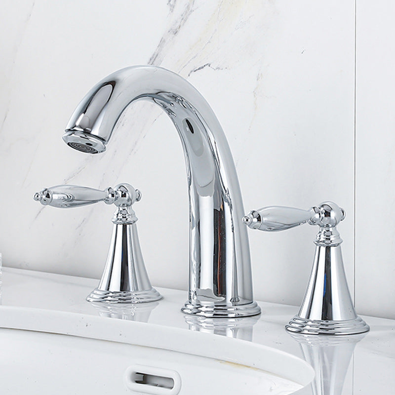 Widespread Bathroom Sink Faucet Double Handle Faucet with 3 Holes Clearhalo 'Bathroom Remodel & Bathroom Fixtures' 'Bathroom Sink Faucets' 'Bathroom Sinks & Faucet Components' 'bathroom_sink_faucets' 'Home Improvement' 'home_improvement' 'home_improvement_bathroom_sink_faucets' 6713407
