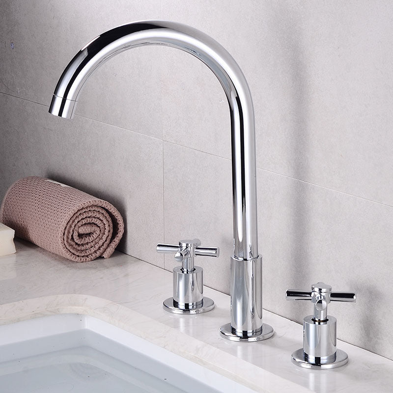 Widespread Bathroom Sink Faucet Double Handle Faucet with 3 Holes Clearhalo 'Bathroom Remodel & Bathroom Fixtures' 'Bathroom Sink Faucets' 'Bathroom Sinks & Faucet Components' 'bathroom_sink_faucets' 'Home Improvement' 'home_improvement' 'home_improvement_bathroom_sink_faucets' 6713409