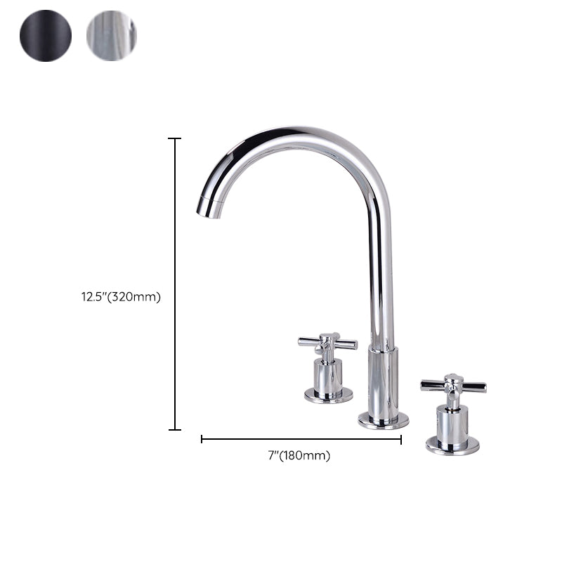 Widespread Bathroom Sink Faucet Double Handle Faucet with 3 Holes Clearhalo 'Bathroom Remodel & Bathroom Fixtures' 'Bathroom Sink Faucets' 'Bathroom Sinks & Faucet Components' 'bathroom_sink_faucets' 'Home Improvement' 'home_improvement' 'home_improvement_bathroom_sink_faucets' 6713412