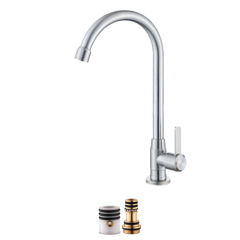 Modern Pull Down One Handle Kitchen Faucet High Arch Filler with No Sensor Nickel Clearhalo 'Home Improvement' 'home_improvement' 'home_improvement_kitchen_faucets' 'Kitchen Faucets' 'Kitchen Remodel & Kitchen Fixtures' 'Kitchen Sinks & Faucet Components' 'kitchen_faucets' 6713415