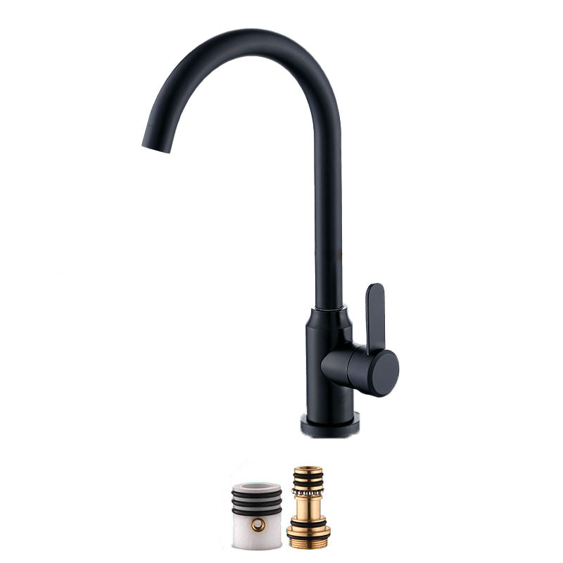 Modern Pull Down One Handle Kitchen Faucet High Arch Filler with No Sensor Black Clearhalo 'Home Improvement' 'home_improvement' 'home_improvement_kitchen_faucets' 'Kitchen Faucets' 'Kitchen Remodel & Kitchen Fixtures' 'Kitchen Sinks & Faucet Components' 'kitchen_faucets' 6713416