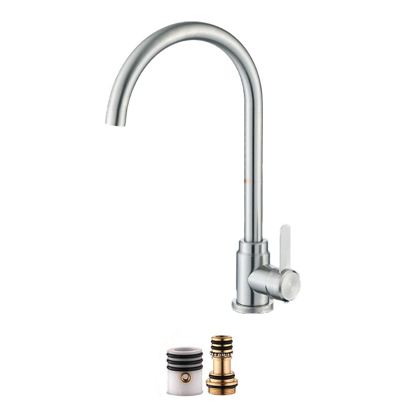 Modern Pull Down One Handle Kitchen Faucet High Arch Filler with No Sensor Chrome Clearhalo 'Home Improvement' 'home_improvement' 'home_improvement_kitchen_faucets' 'Kitchen Faucets' 'Kitchen Remodel & Kitchen Fixtures' 'Kitchen Sinks & Faucet Components' 'kitchen_faucets' 6713418