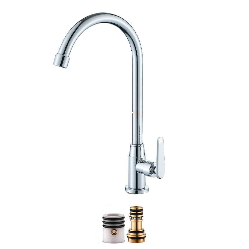 Modern Pull Down One Handle Kitchen Faucet High Arch Filler with No Sensor Silver Clearhalo 'Home Improvement' 'home_improvement' 'home_improvement_kitchen_faucets' 'Kitchen Faucets' 'Kitchen Remodel & Kitchen Fixtures' 'Kitchen Sinks & Faucet Components' 'kitchen_faucets' 6713420