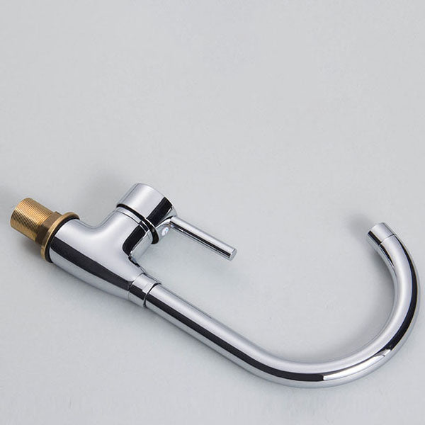 Contemporary Single Handle Kitchen Faucet One Lever Water Faucet in Chrome Clearhalo 'Home Improvement' 'home_improvement' 'home_improvement_kitchen_faucets' 'Kitchen Faucets' 'Kitchen Remodel & Kitchen Fixtures' 'Kitchen Sinks & Faucet Components' 'kitchen_faucets' 6713437