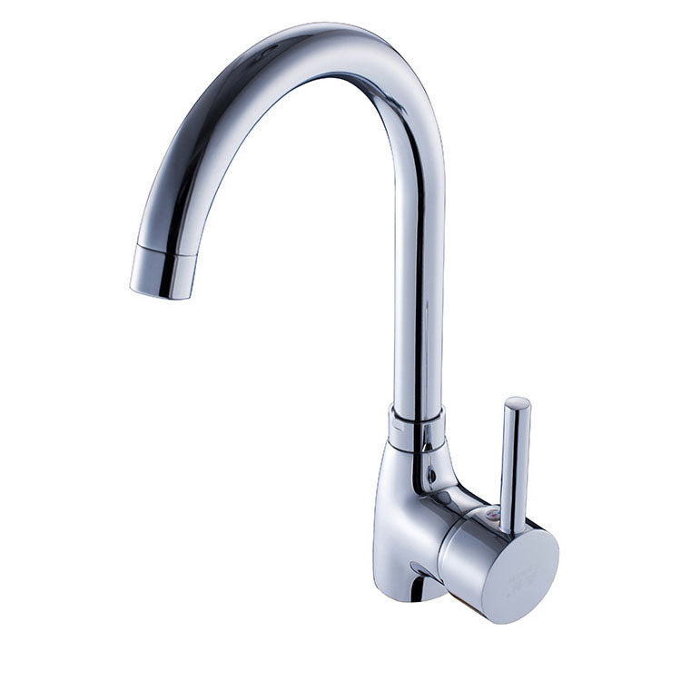 Contemporary Single Handle Kitchen Faucet One Lever Water Faucet in Chrome Clearhalo 'Home Improvement' 'home_improvement' 'home_improvement_kitchen_faucets' 'Kitchen Faucets' 'Kitchen Remodel & Kitchen Fixtures' 'Kitchen Sinks & Faucet Components' 'kitchen_faucets' 6713439