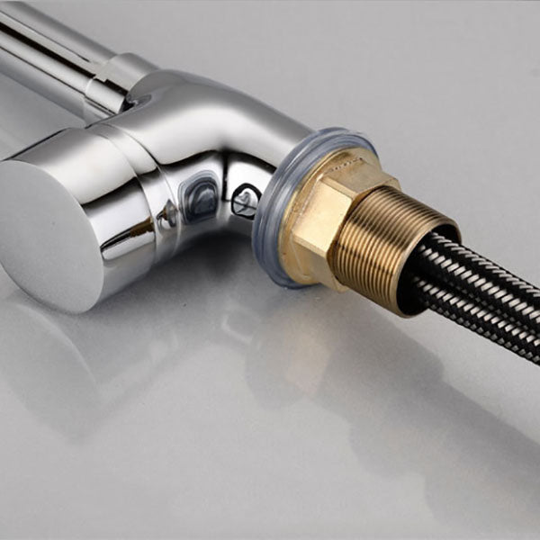 Contemporary Single Handle Kitchen Faucet One Lever Water Faucet in Chrome Clearhalo 'Home Improvement' 'home_improvement' 'home_improvement_kitchen_faucets' 'Kitchen Faucets' 'Kitchen Remodel & Kitchen Fixtures' 'Kitchen Sinks & Faucet Components' 'kitchen_faucets' 6713442