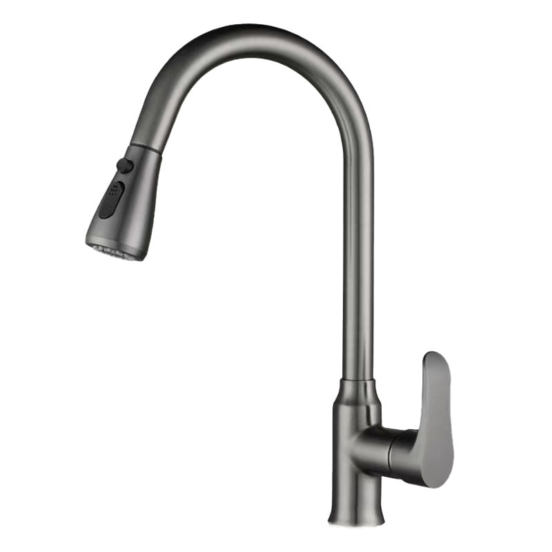 Gooseneck 1-Handle Faucet Copper with Pull out Sprayer with Water Dispenser Faucet Grey Clearhalo 'Home Improvement' 'home_improvement' 'home_improvement_kitchen_faucets' 'Kitchen Faucets' 'Kitchen Remodel & Kitchen Fixtures' 'Kitchen Sinks & Faucet Components' 'kitchen_faucets' 6713471